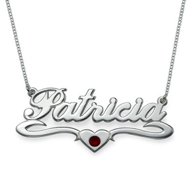 Silver and Swarovski Middle Heart Name Necklace - The Handmade ™