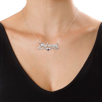 Silver and Swarovski Middle Heart Name Necklace - The Handmade ™