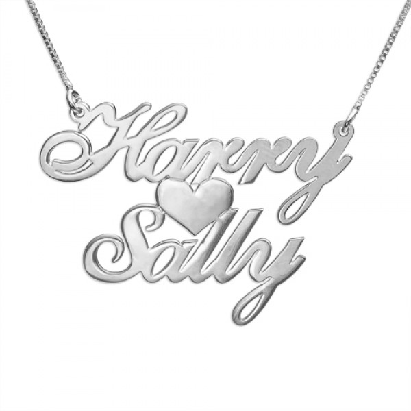 Silver Two Names Heart Love Necklace - The Handmade ™