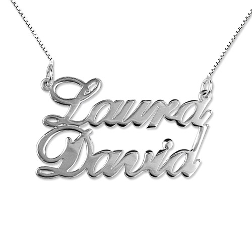 Silver Two Name Pendant Necklace The Handmade