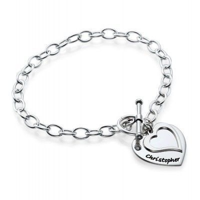 Silver Double Heart Charm Bracelet - The Handmade ™
