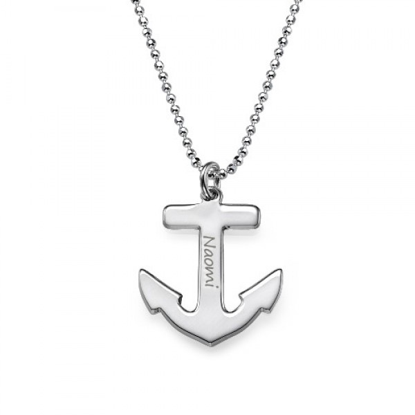 Silver Engraved Anchor Necklace - The Handmade ™