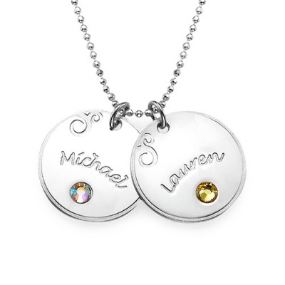 Silver Engraved Necklace with Birthstone - The Handmade ™