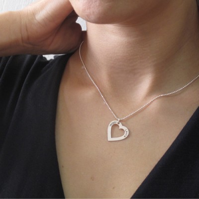 Silver Engraved Heart Necklace-One Pendant/Two Pendants/More Pendants - The Handmade ™