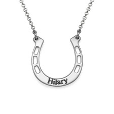 Personalised Sterling Silver Engraved Horseshoe Necklace | Lucky Charm