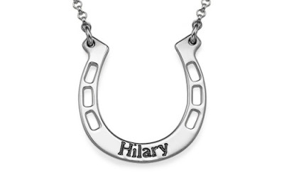 Personalised Sterling Silver Engraved Horseshoe Necklace | Lucky Charm