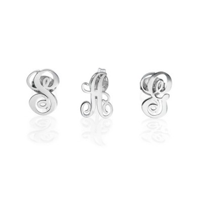 Silver Initial Stud Earrings - The Handmade ™