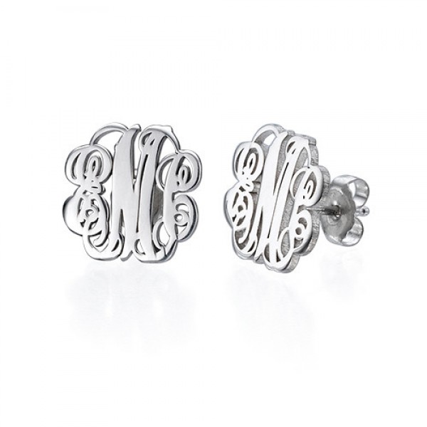 Silver Monogram Stud Earrings - The Handmade ™