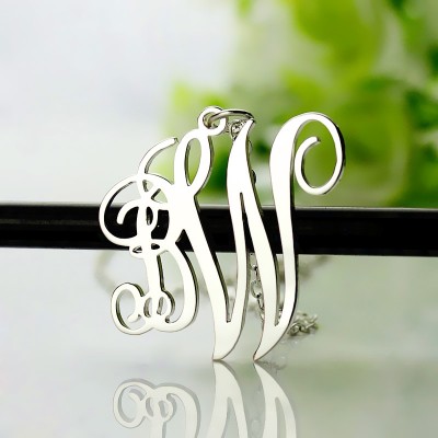 2 Initial Monogram Necklace Silver - The Handmade ™