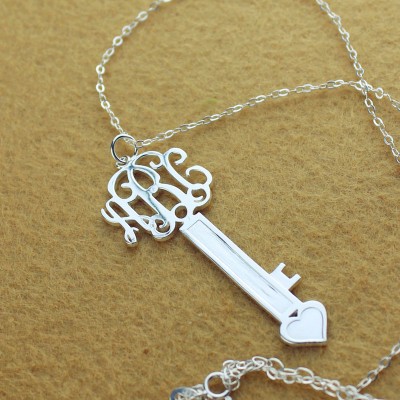 Key Necklace Silver with Monogram - The Handmade ™