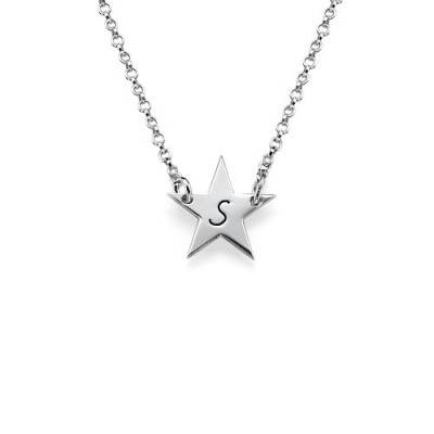 Silver Star Initial Necklace - The Handmade ™