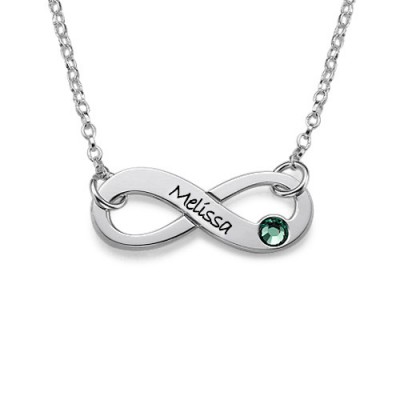 Silver Engraved Swarovski Infinity Necklace - The Handmade ™