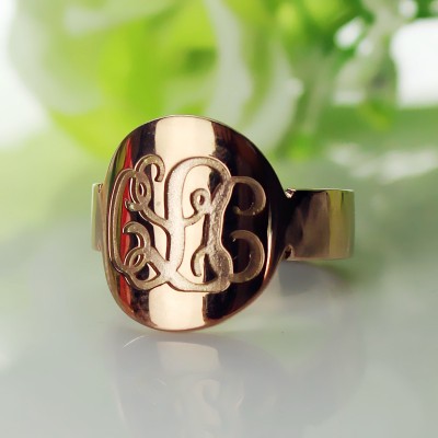 Rose Gold Engraved Monogram Itnitial Ring - The Handmade ™