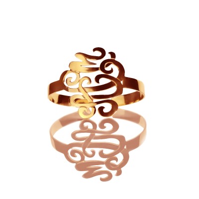 Monogram Cuff Bracelet Bangle Hand Writing Rose Gold - The Handmade ™