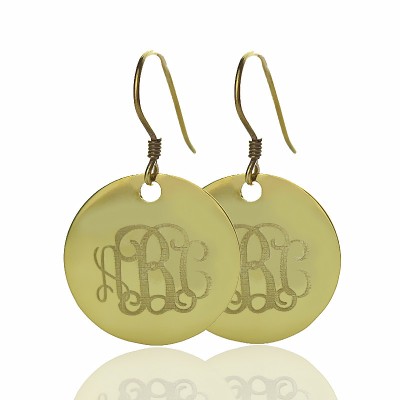 Gold Circle Signet Monogram Earring - The Handmade ™
