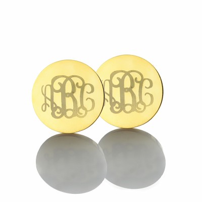 Circle Monogram 3 Initial Earrings Name Earrings Gold - The Handmade ™