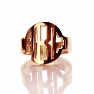 Personalised Circle Block Monogram 3 Initials Ring Rose Gold Ring - The Handmade ™
