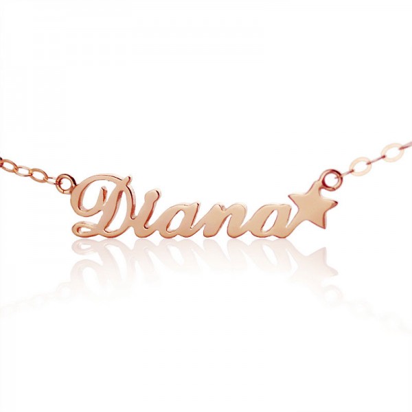 Rose Gold Carrie Style Name Necklace With Star - The Handmade ™
