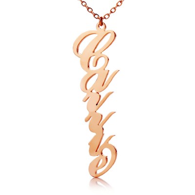 Rose Gold Vertical Carrie Style Name Necklace - The Handmade ™