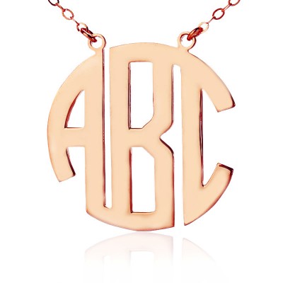 Rose Gold Initial Block Monogram Pendant Necklace - The Handmade ™