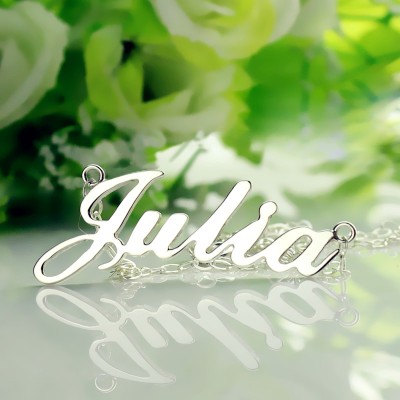 White Gold Julia Style Name Necklace - The Handmade ™