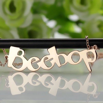 Rose Gold Beetle font Letter Name Necklace - The Handmade ™