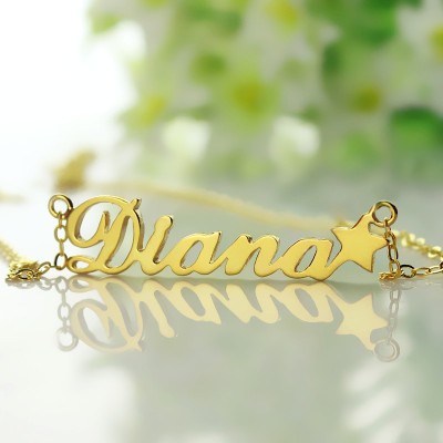 Gold Carrie Style Name Necklace With Star - The Handmade ™