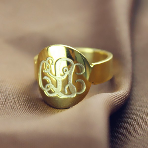 Gold Engraved Monogram Itnitial Ring - The Handmade ™