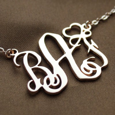 Initial Monogram Necklace Rose Gold With Heart - The Handmade ™