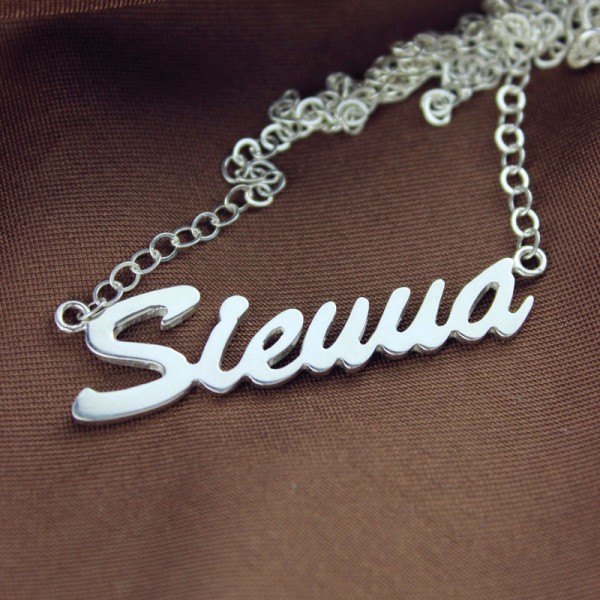 White Gold Sienna Style Name Necklace - The Handmade ™