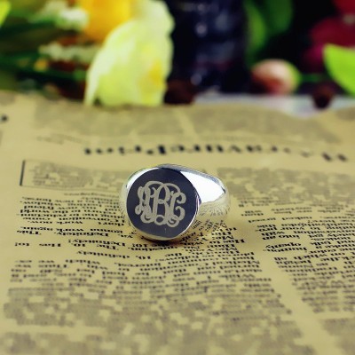 Signet Ring Silver Engraved Monogram - The Handmade ™