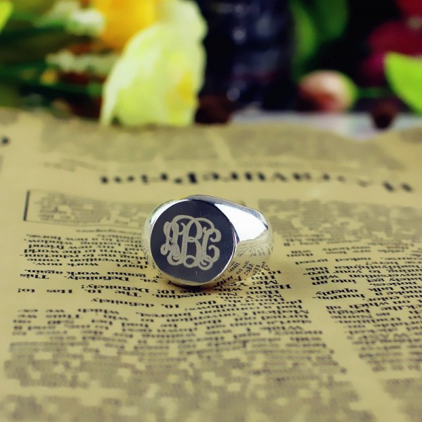 Signet Ring Silver Engraved Monogram - The Handmade ™