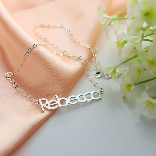 White Gold Rebecca Style Name Necklace - The Handmade ™