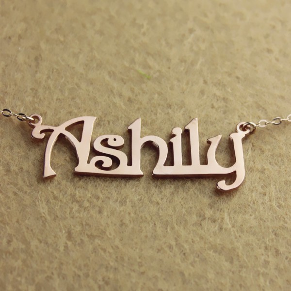 Rose Gold Harrington Font Name Necklace - The Handmade ™