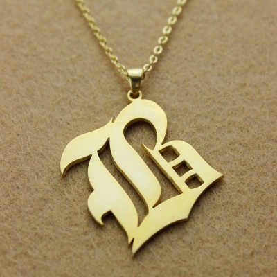 Gold Old English Style Single Initial Name Necklace - The Handmade ™