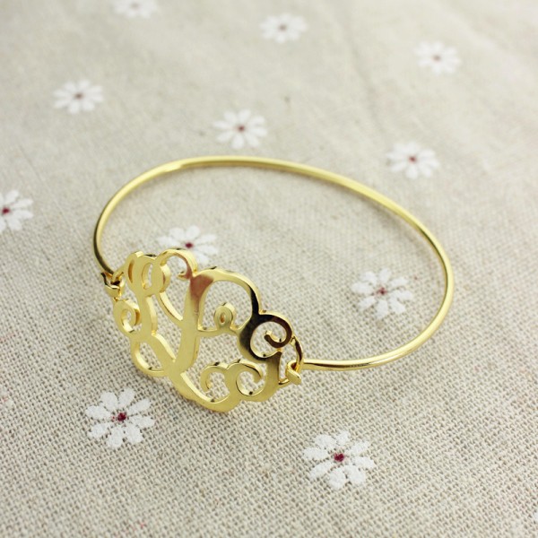 Gold Monogram Initial Bracelet 1.25 Inch - The Handmade ™