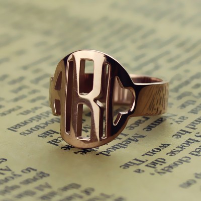 Personalised Circle Block Monogram 3 Initials Ring Rose Gold Ring - The Handmade ™