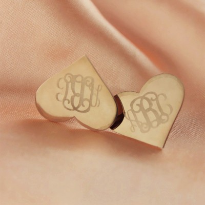 Heart Monogram Earrings Studs Cusotm Rose Gold - The Handmade ™