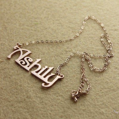 Rose Gold Harrington Font Name Necklace - The Handmade ™