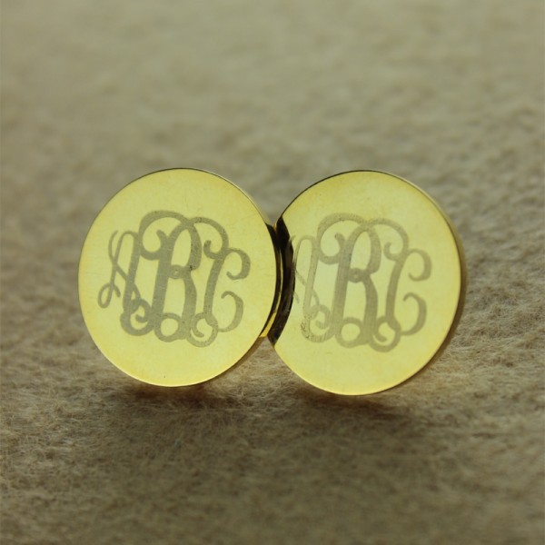 Circle Monogram 3 Initial Earrings Name Earrings Gold - The Handmade ™