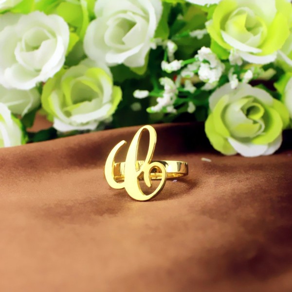 Personalised Carrie Initial Letter Ring Gold - The Handmade ™