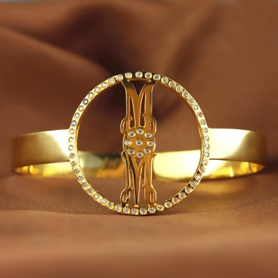 Personal Monogram Circle Bracelet With Birthstone - The Handmade ™