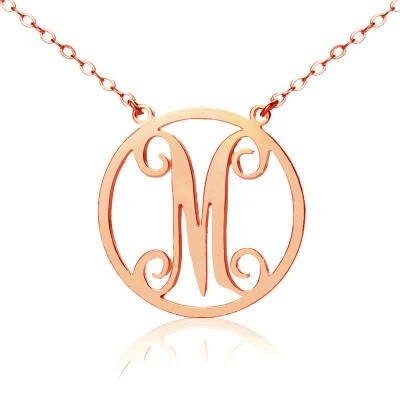 Rose Gold Single Initial Circle Monogram Necklace - The Handmade ™