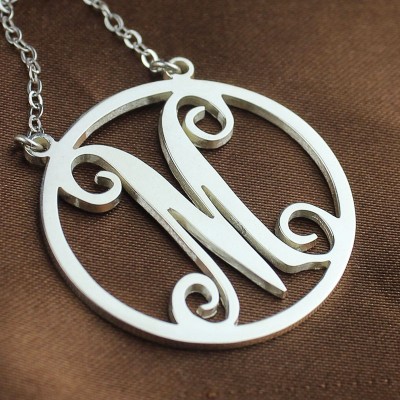 Silver Small Single Circle Monogram Letter Necklace - The Handmade ™