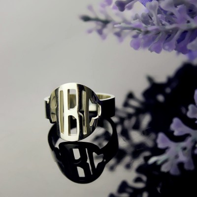 Silver Block Monogram Ring Gifts - The Handmade ™