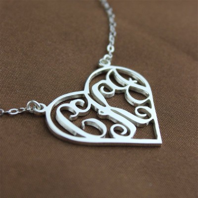Silver Block Monogram Pendant Necklace - The Handmade ™