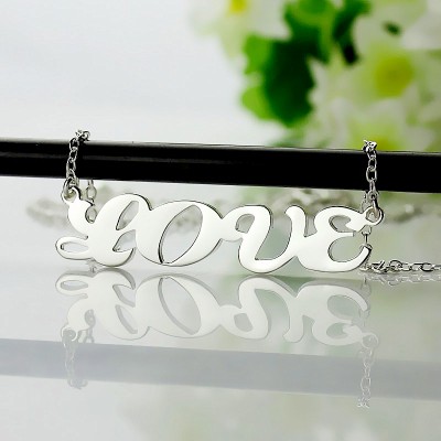 Capital Name Plate Necklace Silver - The Handmade ™