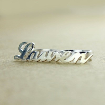 Personalised Allegro Two Finger Name Ring Silver - The Handmade ™
