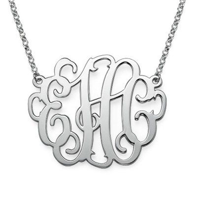 2 Inch Silver Large Monogrammed Necklace - The Handmade ™