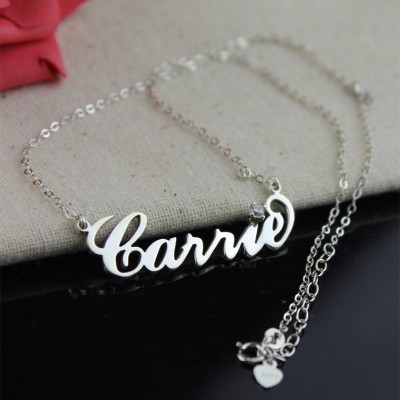 Silver Carrie Name Necklace With Birthstone - The Handmade ™
